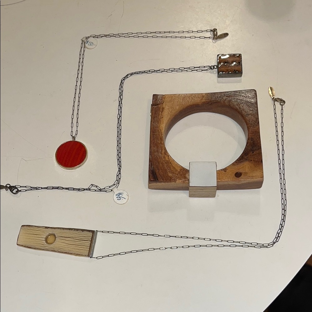 Guillemette Los Angeles based designer Wood/Metal Necklaces/bracelet collection